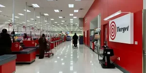 Inside Target store showing warm lighting.
