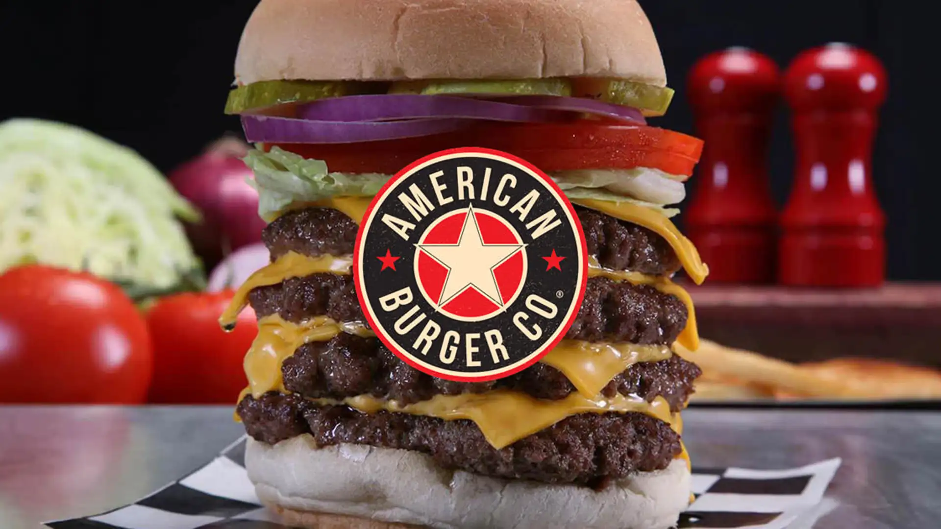 Product shot of American Burger Co. cheese burger.