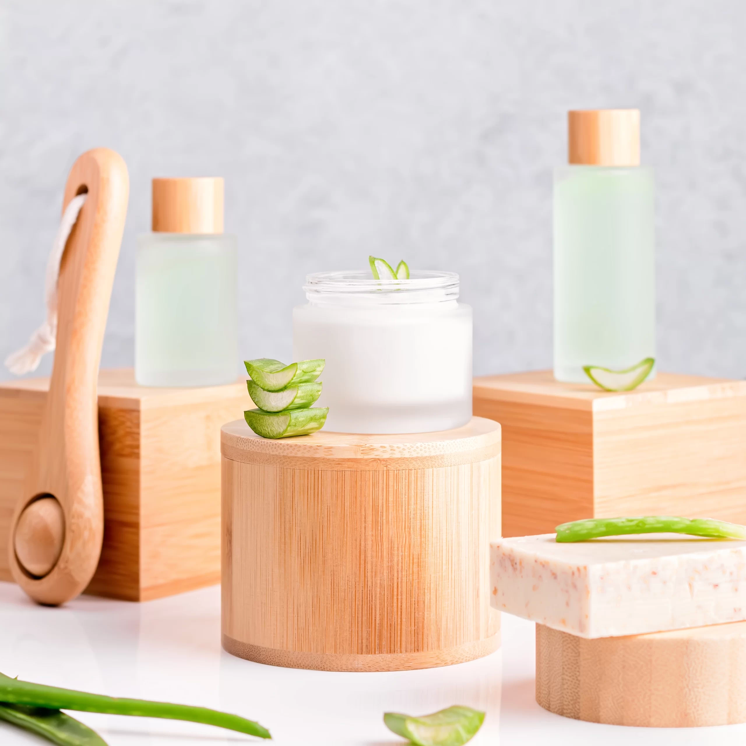 Product shot of a group of spa related items.