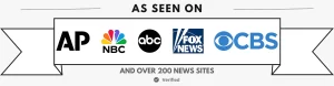 As seen on banner with AP, NBC, abc,Fox News, and CBS logos.